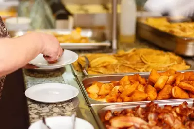 breakfast food on a buffet