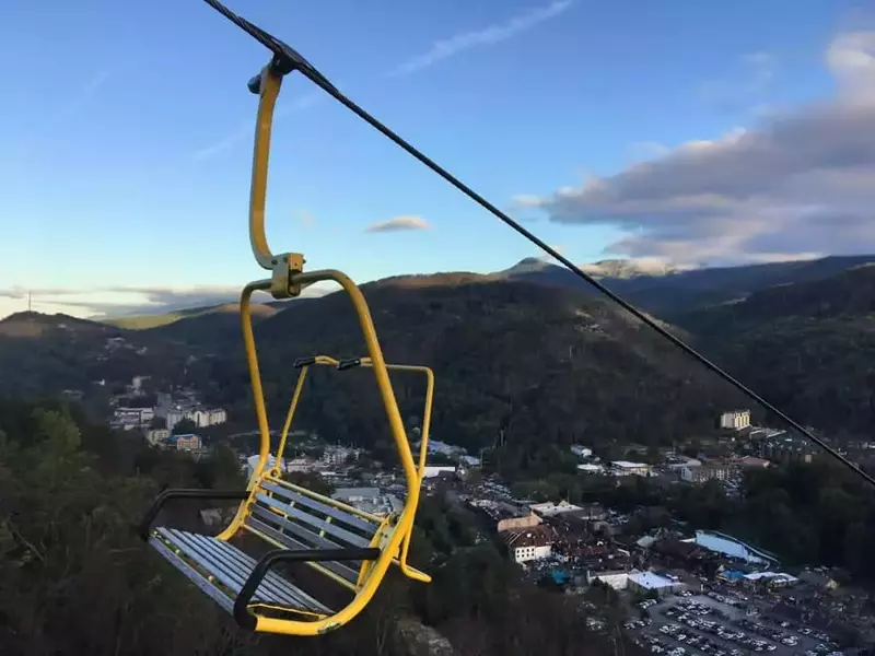 yellow chair on the Gatlinburg SkyLift