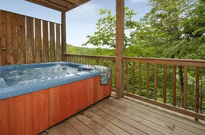 hot tub on deck of gatlinburg cabin rental