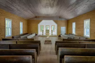 inside one of the cades cove churches