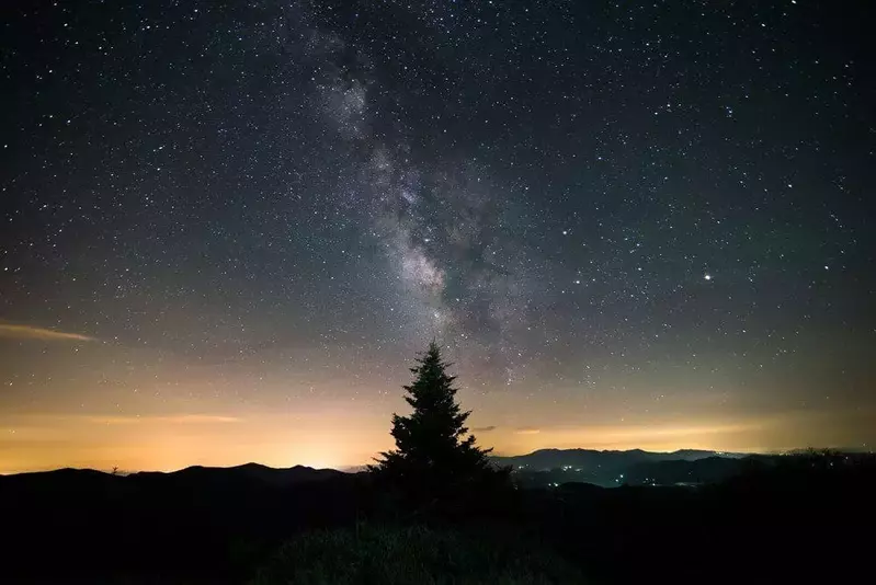 Romantic starry sky over Gatlinburg TN