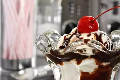 A classic hot fudge sundae.