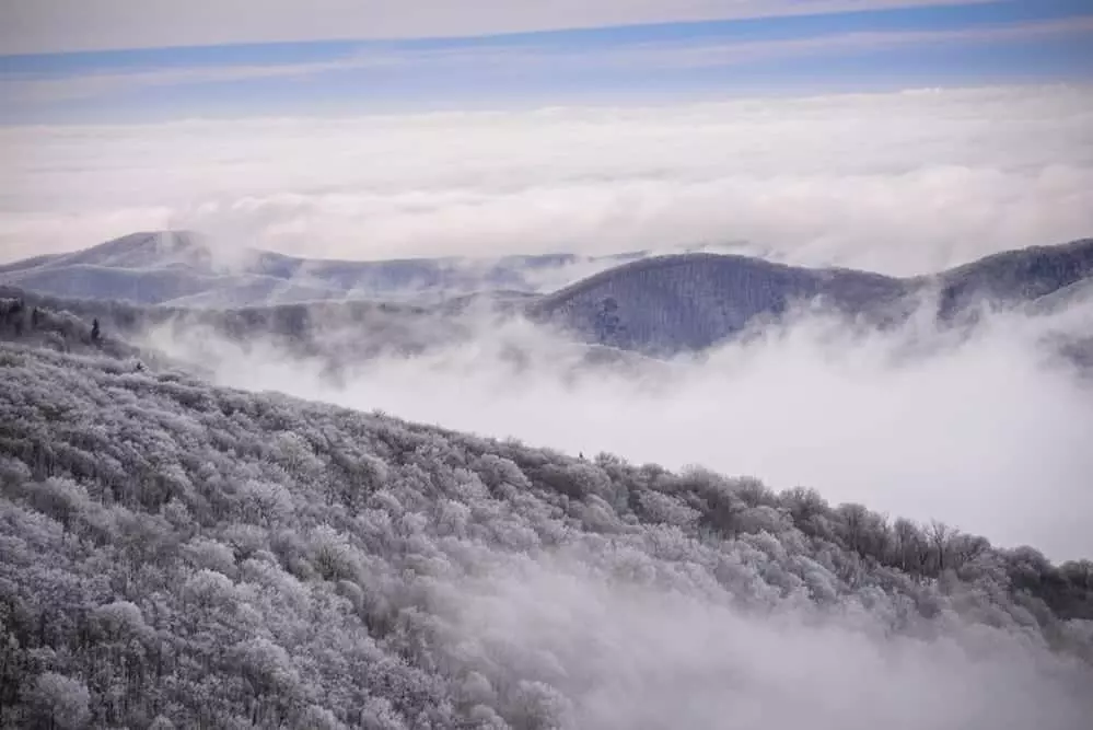 Snow in the mountains near Pigeon Forge.