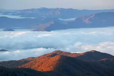 Gorgeous view of the fall colors in the Smoky Mountains from Clingmans Dome.