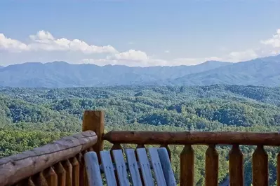 Beautiful mountain view from the deck of the Great Expectations cabin.