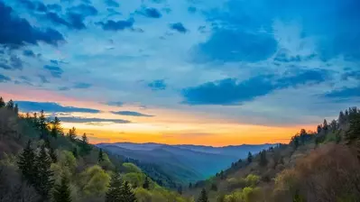 Beautiful sunrise scene in the mountains near Gatlinburg.