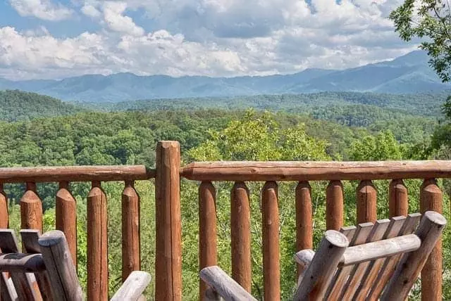 Beautiful mountain view from the deck of Great Expectations, a Tennessee Smokies cabin rental.