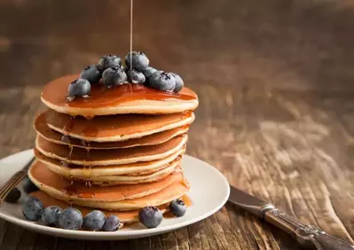 stack of pancakes at Log Cabin Pancake House restaurants in Gatlinburg TN