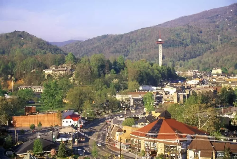 View from cabin rentals near downtown Gatlinburg TN