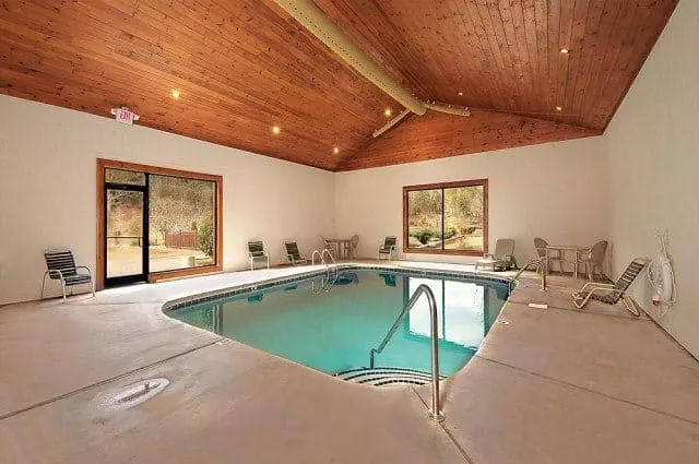 Away at Sha-Kon-O-Hey cabin rental with indoor swimming pool view