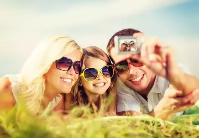 family taking a Smoky Mountain family vacation photo