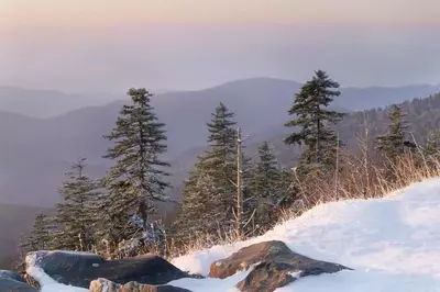 View of the Smoky Mountains in the winter