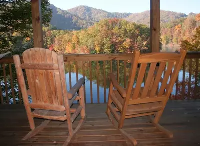 View of the Smoky Mountains from the deck of a Gatlinburg and Pigeon Forge vacation cabin