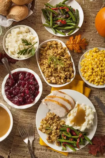 Thanksgiving feast on the table