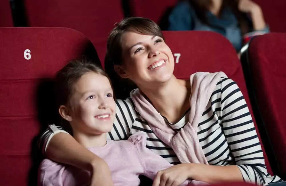 Mother and daughter watching a movie