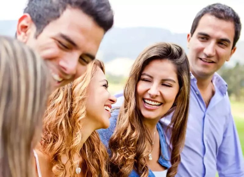 Happy group of friends talking