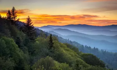 Great Smoky Mountains National Park Scenic Sunrise Landscape