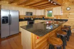 kitchen in Pigeon Forge cabin with indoor pool