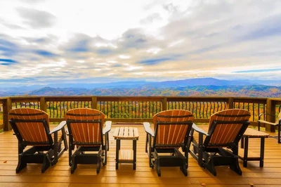 cabin with mountain view during fall in the smoky mountains